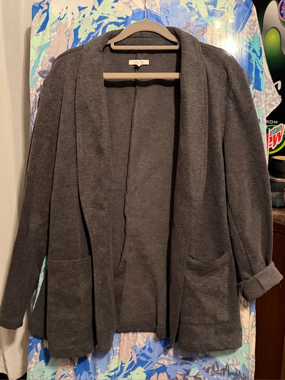 Maurices Charcoal Open-Front Shawl Collar Blazer Cardigan
